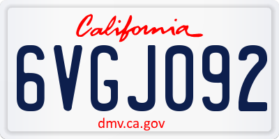 CA license plate 6VGJ092