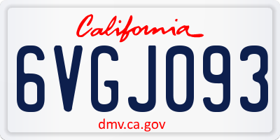 CA license plate 6VGJ093