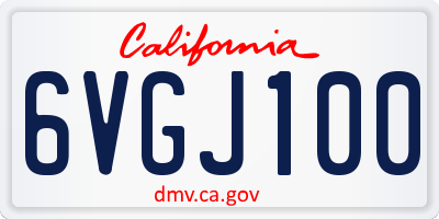 CA license plate 6VGJ100