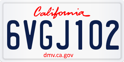 CA license plate 6VGJ102