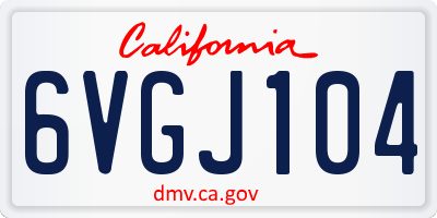 CA license plate 6VGJ104