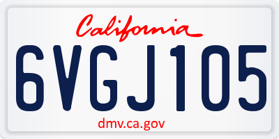 CA license plate 6VGJ105