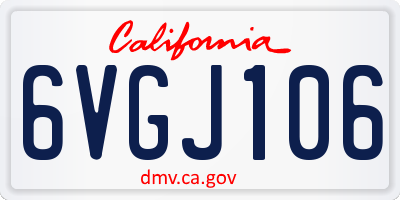 CA license plate 6VGJ106