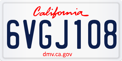 CA license plate 6VGJ108