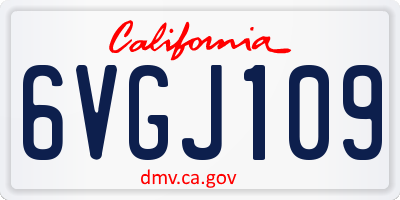 CA license plate 6VGJ109