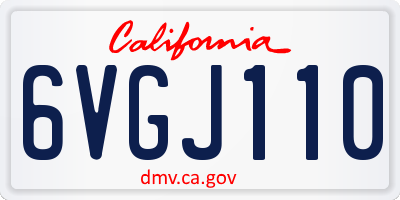 CA license plate 6VGJ110