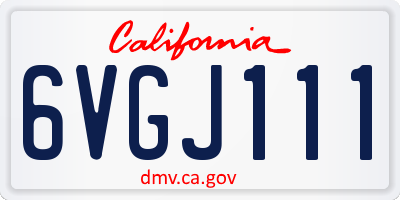 CA license plate 6VGJ111