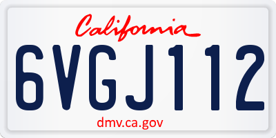 CA license plate 6VGJ112