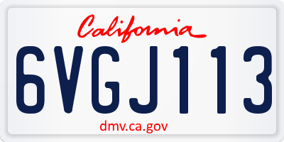 CA license plate 6VGJ113