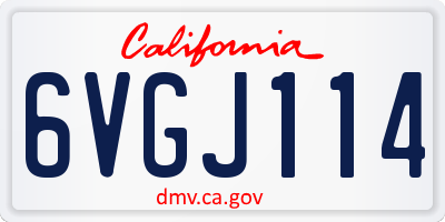 CA license plate 6VGJ114