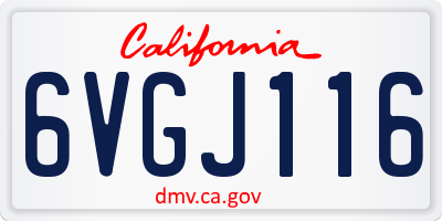 CA license plate 6VGJ116