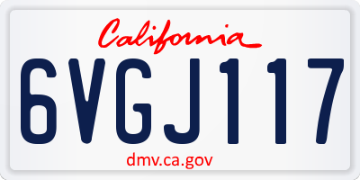 CA license plate 6VGJ117