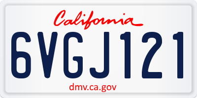 CA license plate 6VGJ121