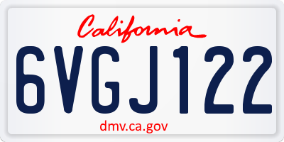 CA license plate 6VGJ122