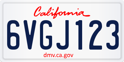 CA license plate 6VGJ123