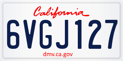 CA license plate 6VGJ127