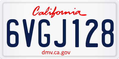 CA license plate 6VGJ128