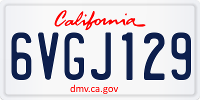 CA license plate 6VGJ129