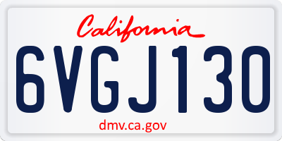 CA license plate 6VGJ130