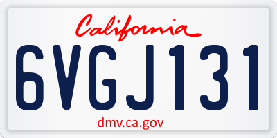 CA license plate 6VGJ131