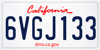 CA license plate 6VGJ133