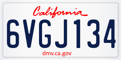 CA license plate 6VGJ134