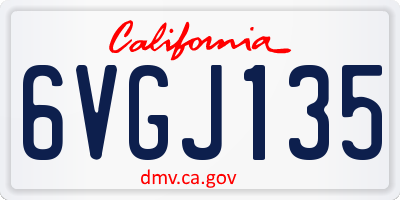 CA license plate 6VGJ135