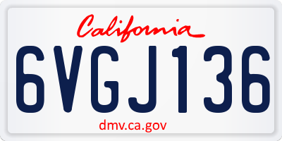 CA license plate 6VGJ136