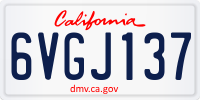 CA license plate 6VGJ137