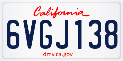 CA license plate 6VGJ138