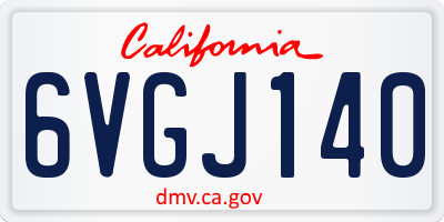 CA license plate 6VGJ140