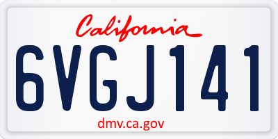 CA license plate 6VGJ141