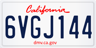 CA license plate 6VGJ144