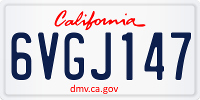 CA license plate 6VGJ147