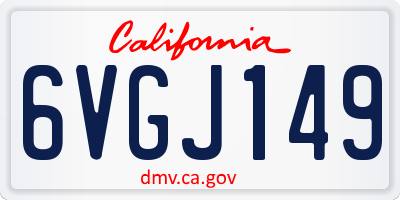 CA license plate 6VGJ149
