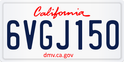 CA license plate 6VGJ150
