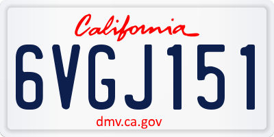 CA license plate 6VGJ151