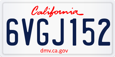 CA license plate 6VGJ152