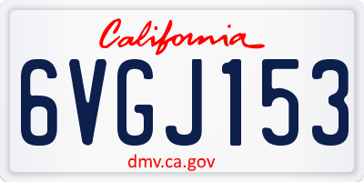 CA license plate 6VGJ153