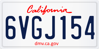 CA license plate 6VGJ154