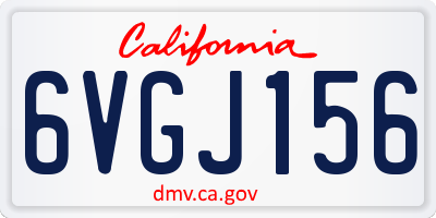 CA license plate 6VGJ156