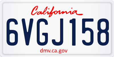 CA license plate 6VGJ158