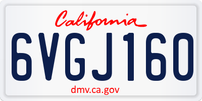 CA license plate 6VGJ160