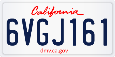 CA license plate 6VGJ161