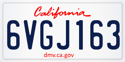 CA license plate 6VGJ163