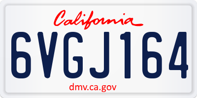 CA license plate 6VGJ164