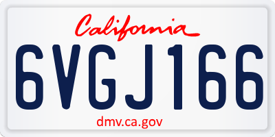 CA license plate 6VGJ166