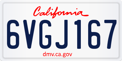 CA license plate 6VGJ167