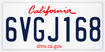CA license plate 6VGJ168