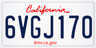 CA license plate 6VGJ170